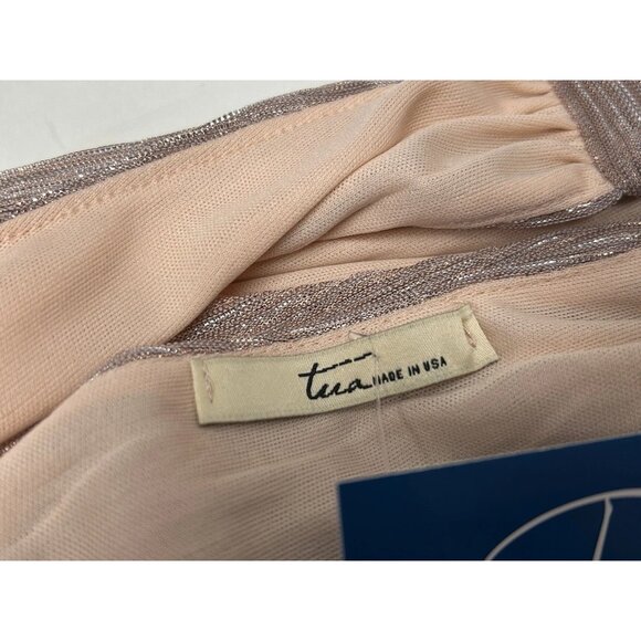 Tua NWT Metallic Halter Top Blouse Blush Women’s Size Small Lined - Picture 9 of 11